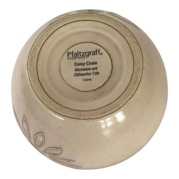PFALTZGRAFF Daisy Chain Cereal Bowls 6” Diameter 3” Tall Beige Flower Set Of 2 - Picture 5 of 6